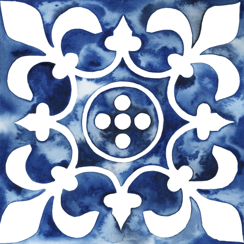 Cobalt Tile III by Grace Popp - Wrapped Canvas Painting, 30cm H x 30cm W