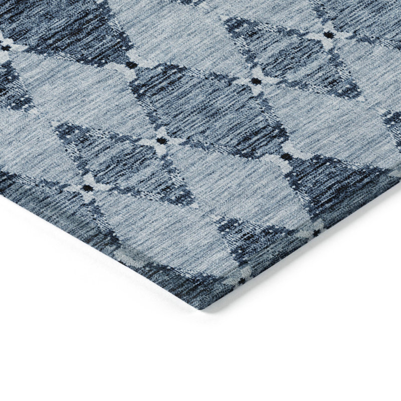 Tapis d'intérieur et d'extérieur lavable marocain bleu marine et bleu denim HomeRoots 3 pi x 5 pi