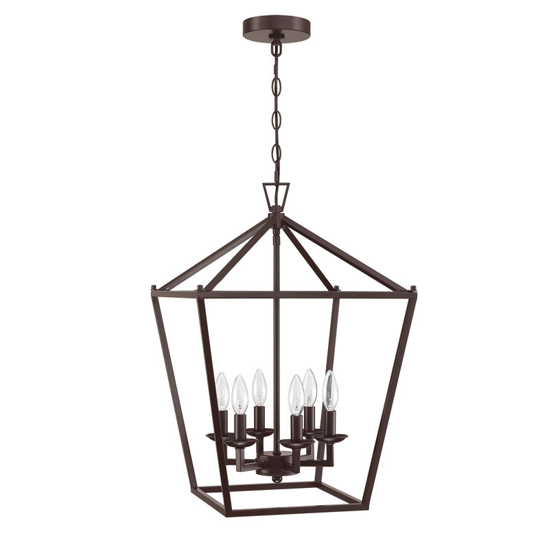 Lustre géométrique à 6 lumières Gurjit, Bronze