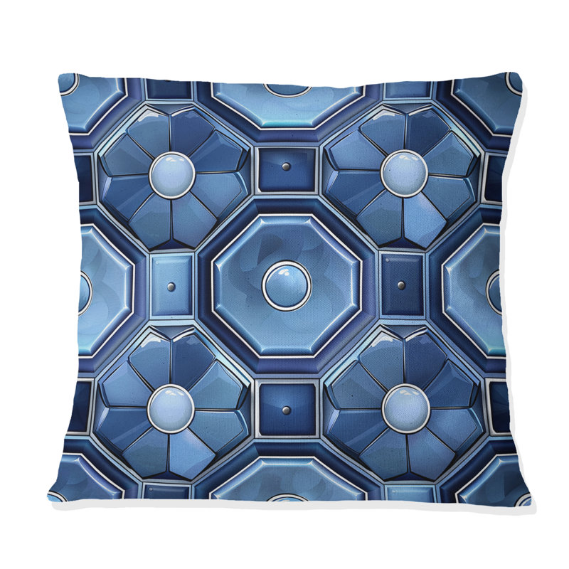 Coussin Blue Octagon Patten I - moderne, H 18 po x l 18 po