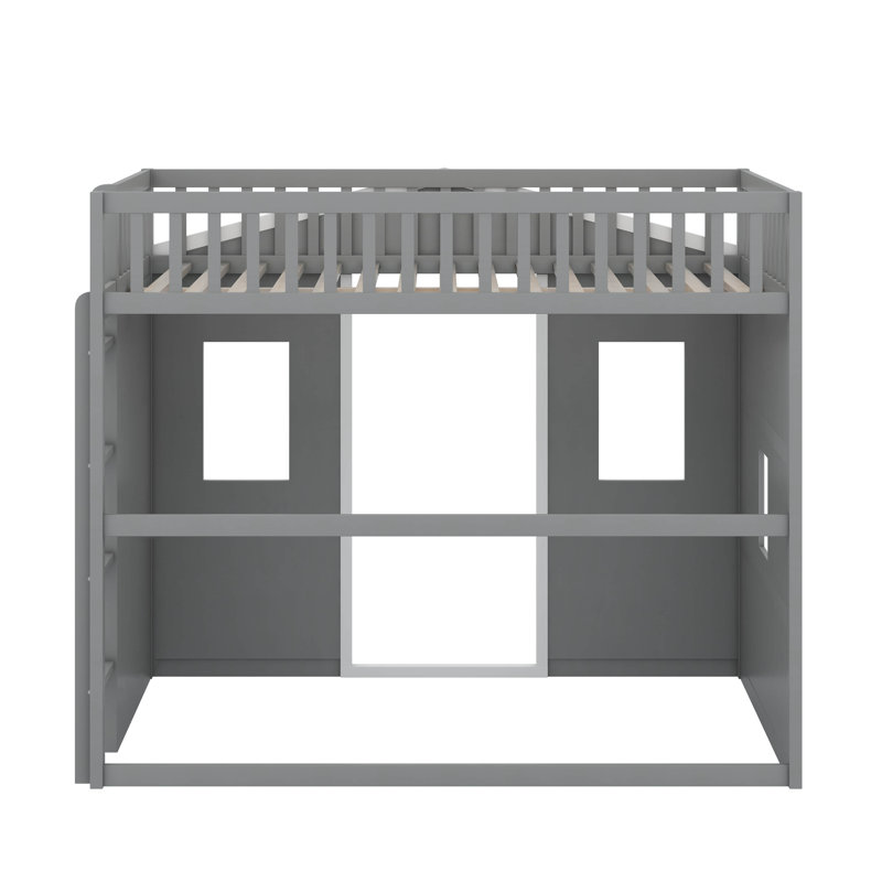 Lit mezzanine avec échelle House, Gris / Blanc, Lit simple