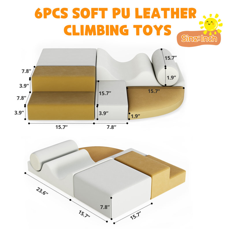 4-Piece Baby Foam Climbing Blocks – PU-Leather Toddler Climbing Toys, Indoor Activity Crawling & Sliding Play Set – Ideal Gift for Kids 1-3