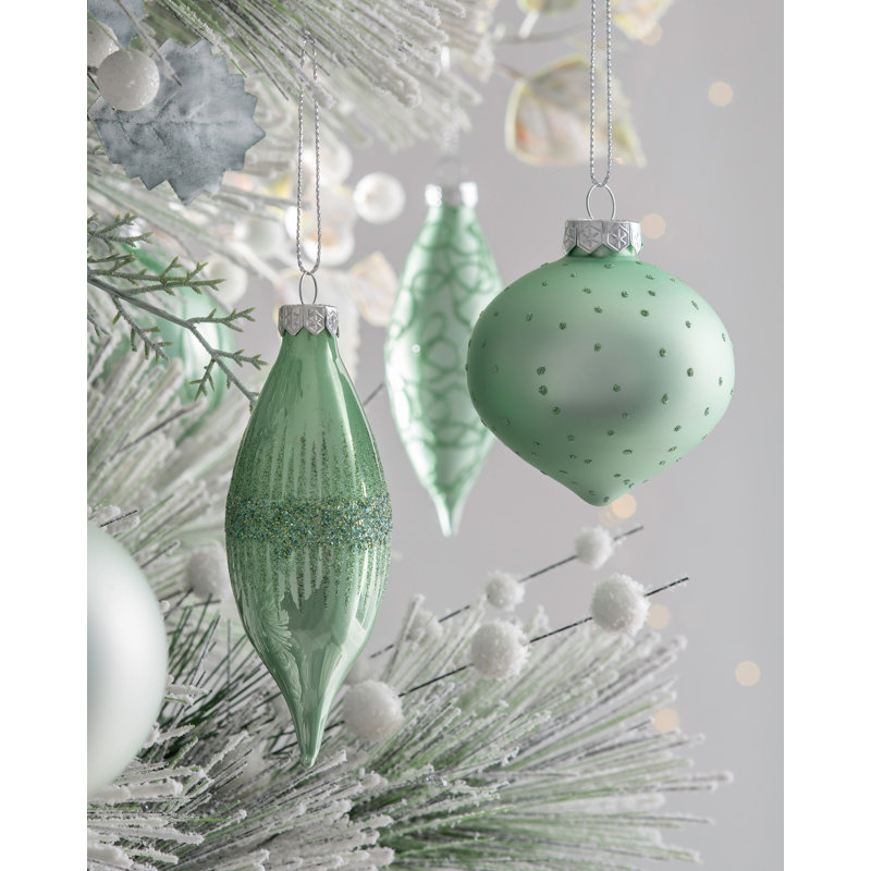 11cm Glass Bauble, Mint Green