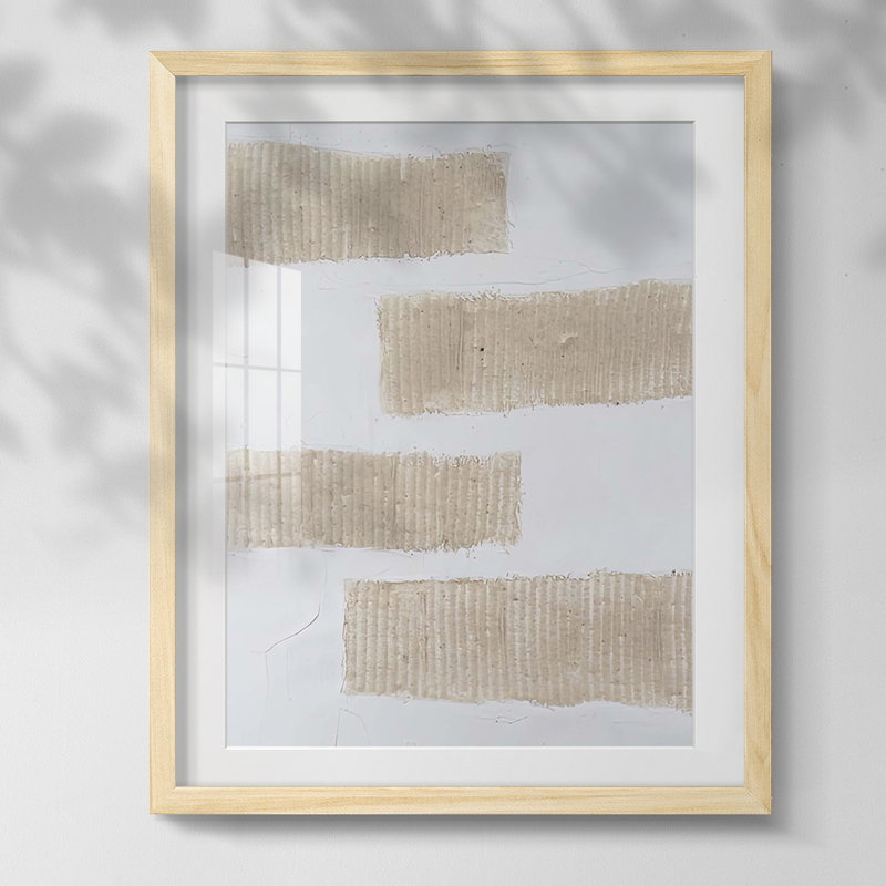 Textures écru II, Blanc, Papier avec cadre naturel