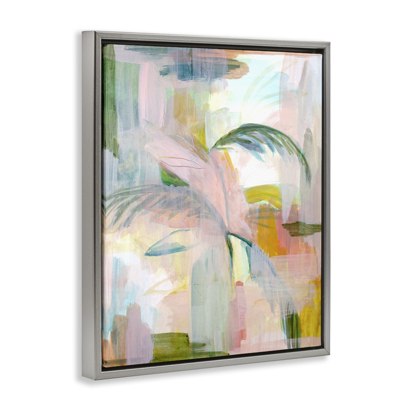 Cadre flottant Palm City Expression, design par Gemma Bardot, H 21 po x l 17 po, Cadre flottant gris lustré