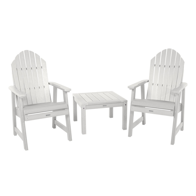 Anette Outdoor Adirondack Chair With Table, White