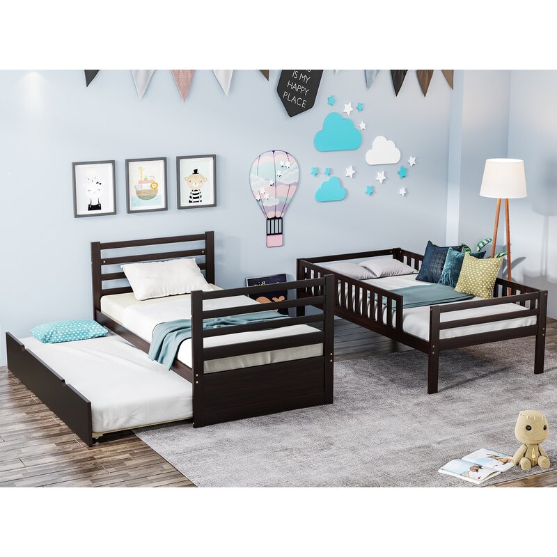 Harriet Bee Elijia Kids Twin Over Twin Bunk Bed with Trundle & Reviews ...