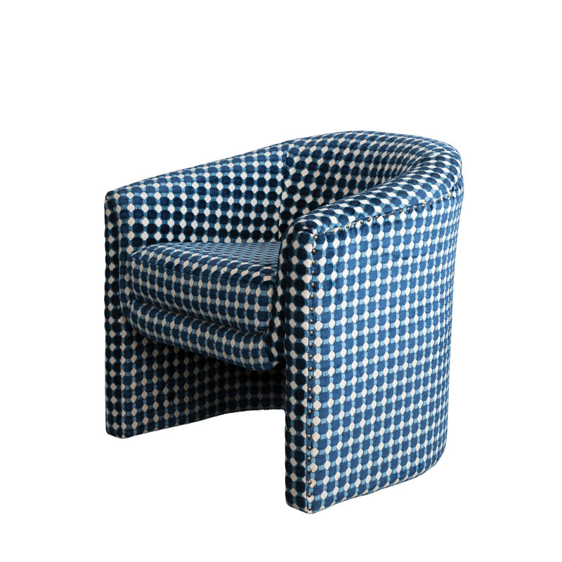 Chaise rembourrée en velours Burnout avec têtes de clous et motif à pois