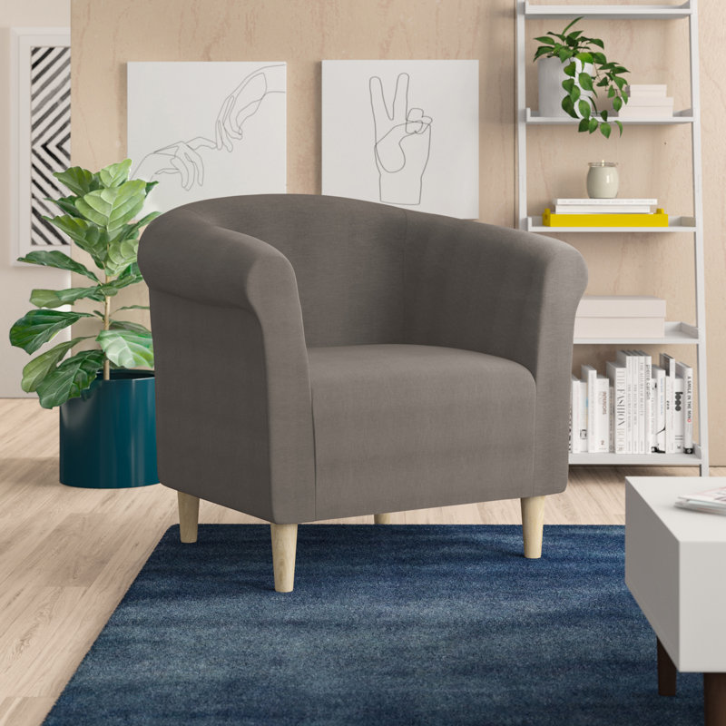 Liam Upholstered Barrel Chair, Toulan Graphite Twill