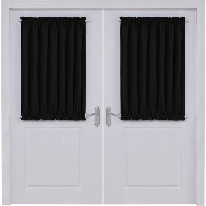 Nuhamin Blackout Curtain Pair, 137cm wide x 102cm high, Black