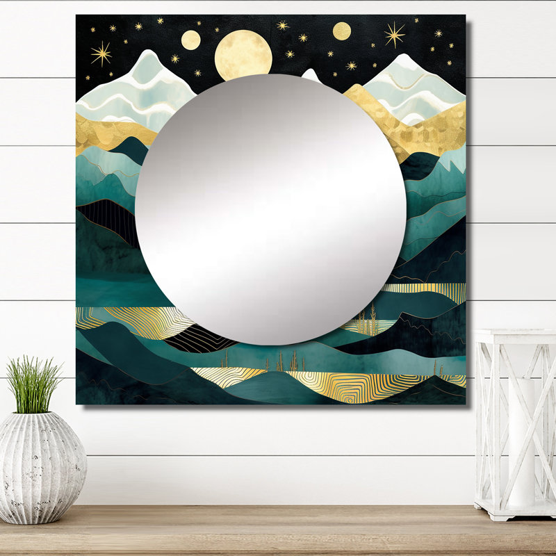 Abhik - Montagne, paysage, Roar II, paysage abstrait, grand miroir carré pour décoration murale, 29 po x 29 po