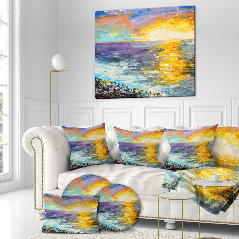 « coucher de soleil sur la côte », peinture, H 20 po x l 20 po x P 1 po, Toile tendue