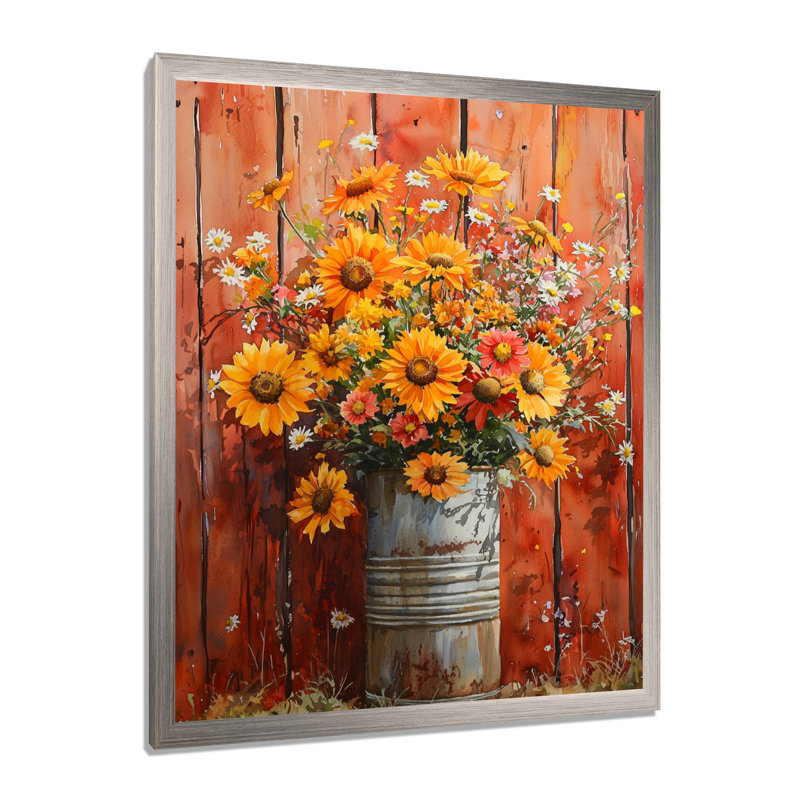 Sloan - impressions murales florales, Argent argent, Reproduction encadrée d'une seule photo, H 20 po x l 12 po