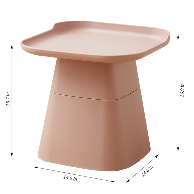 Table d'appoint carrée pour table basse moderne, H 15,7 po x l 18,9 po x P 18,9 po, Rose