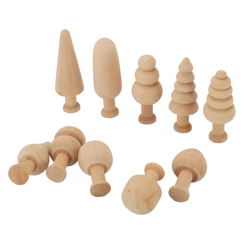Ensemble de 2 arbres en bois non finis pour peindre un mini piquet blanc