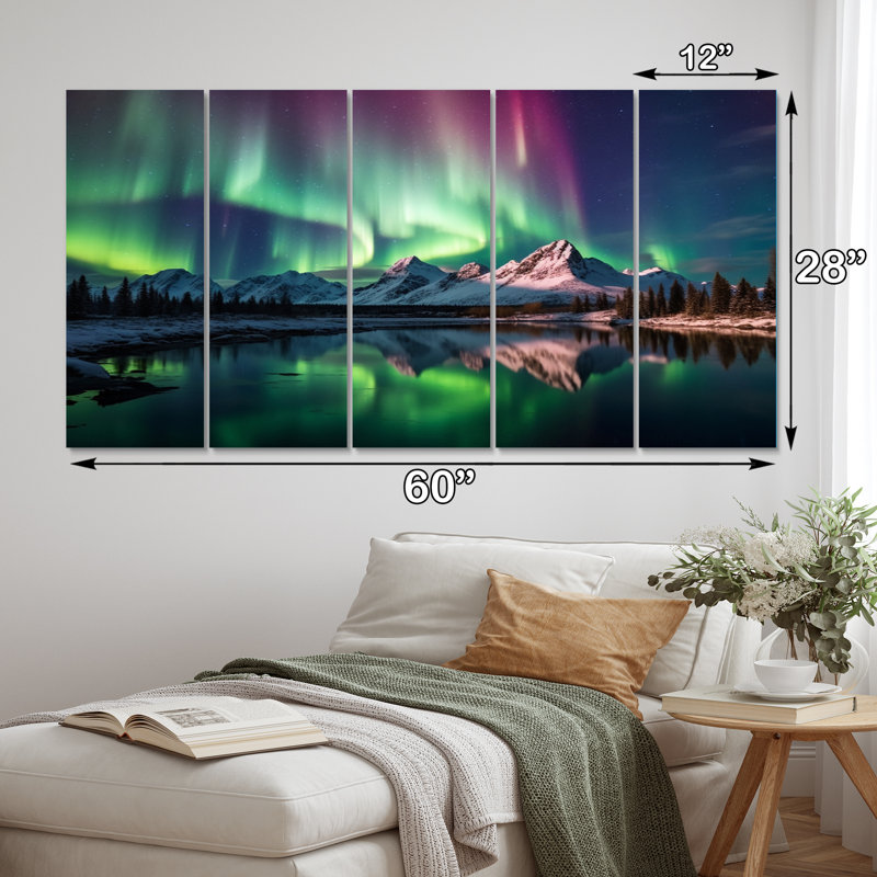 Ensemble de salon d'art mural en métal Yukon Dream Aurora V - Canadian