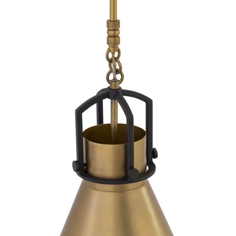 Luminaire suspendu 1 lumière Fenric 13,75 po, Laiton / Noir