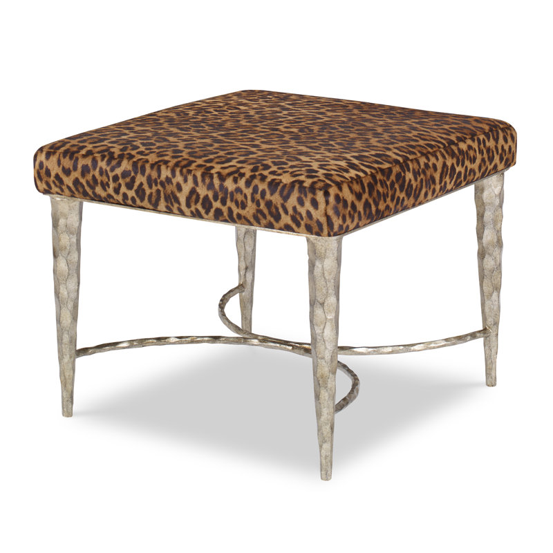 Chiseled Square Ottoman, Venice Navy 100% Polyester