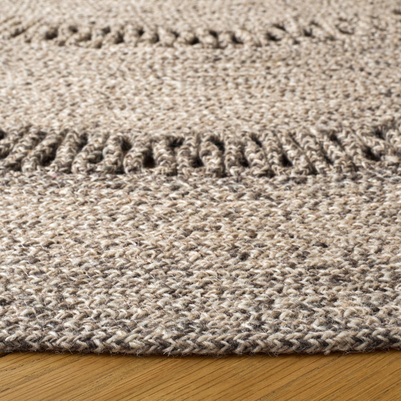 Tapis d'intérieur tressé à la main sans motif, Rond 3 pi 0 po x 3 pi 0 po