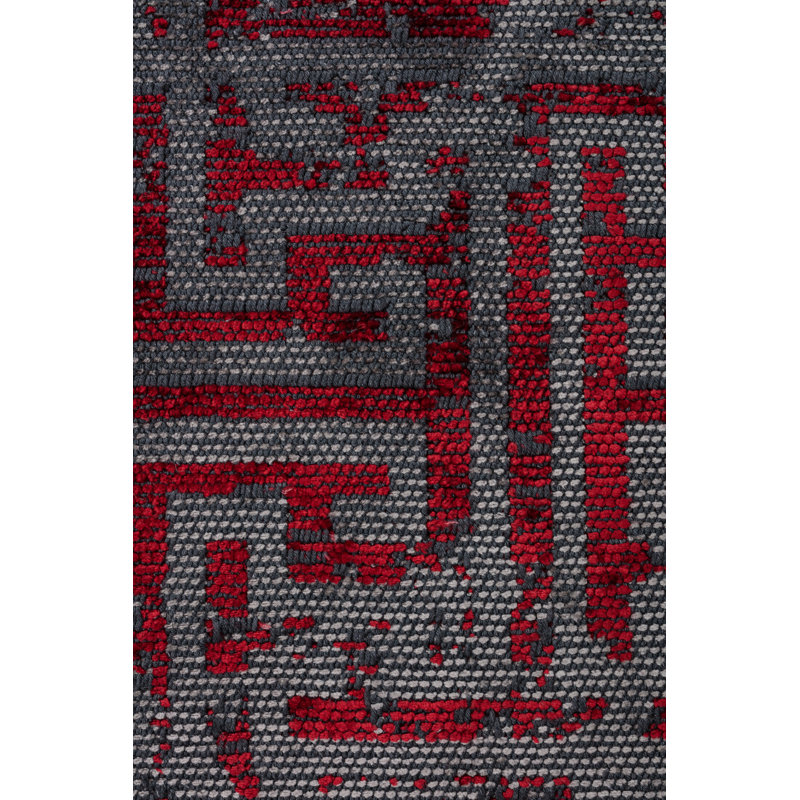 Rapture Gray/Red Luxury Area Rug, Rectangle 7'10" x 11'2"