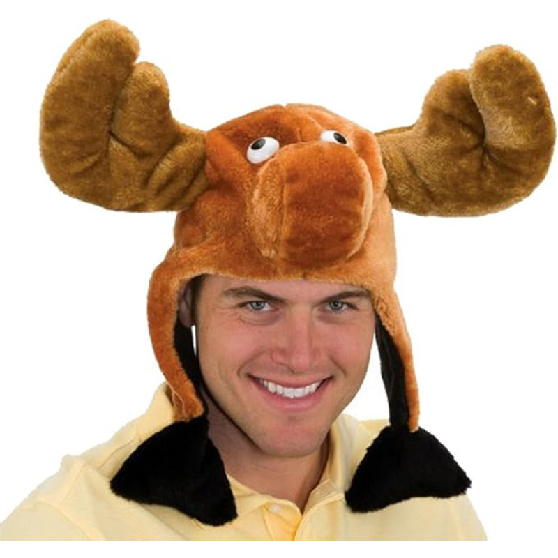 Accessoires de costume de fête de Noël en orignal en peluche avec chapeau brun PMU