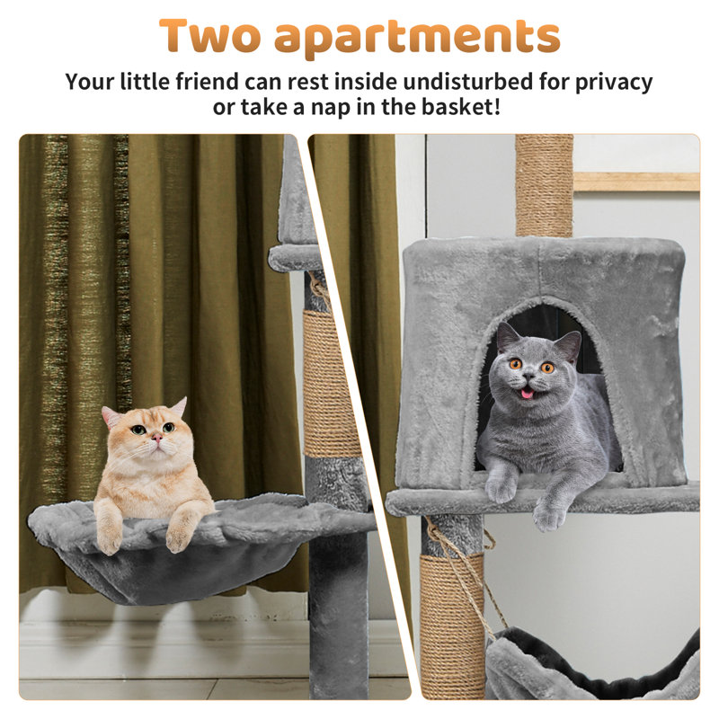 Tucker Murphy Pet™ 51.2" H Multi-level Cat Tree Tower With Scratching Posts, Cozy Perches, Basket, Hammock & Condo For Indoor Cats And Kittens