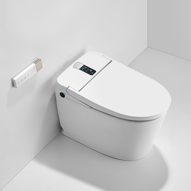 15-3/4'' H Floor Mount Smart Toilet with Tankless and Soft-closing Heated Seat, White with Tankless