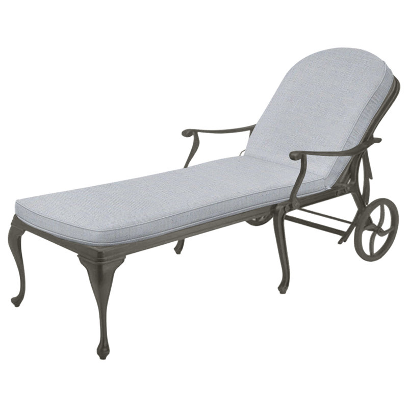 Roues de chaise longue d'extérieur en fonte Provance incluses, Trépointe, Lin chambray, Gris ardoise