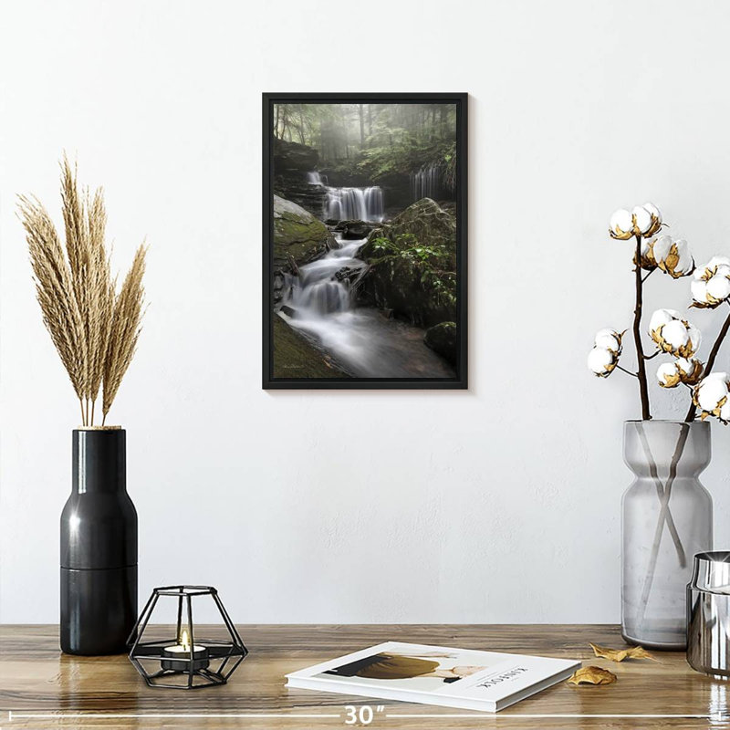 Rickett's Waterfall, 9 po x 13 po, Cadre flottant noir