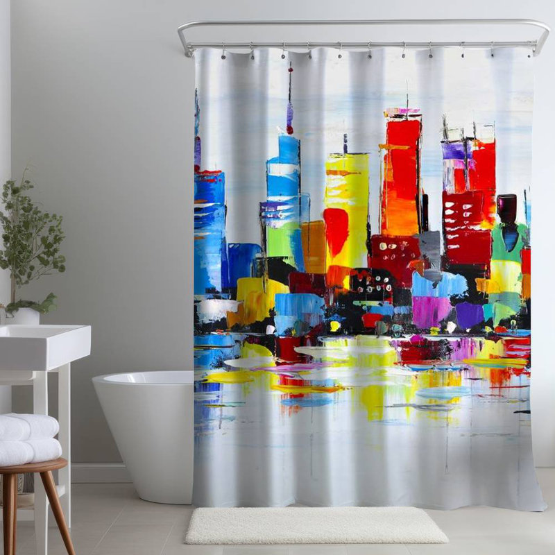 Shower Curtain CI166 – Polyester Shower Curtain, Dye Sublimation Print, 71" W × 74" L