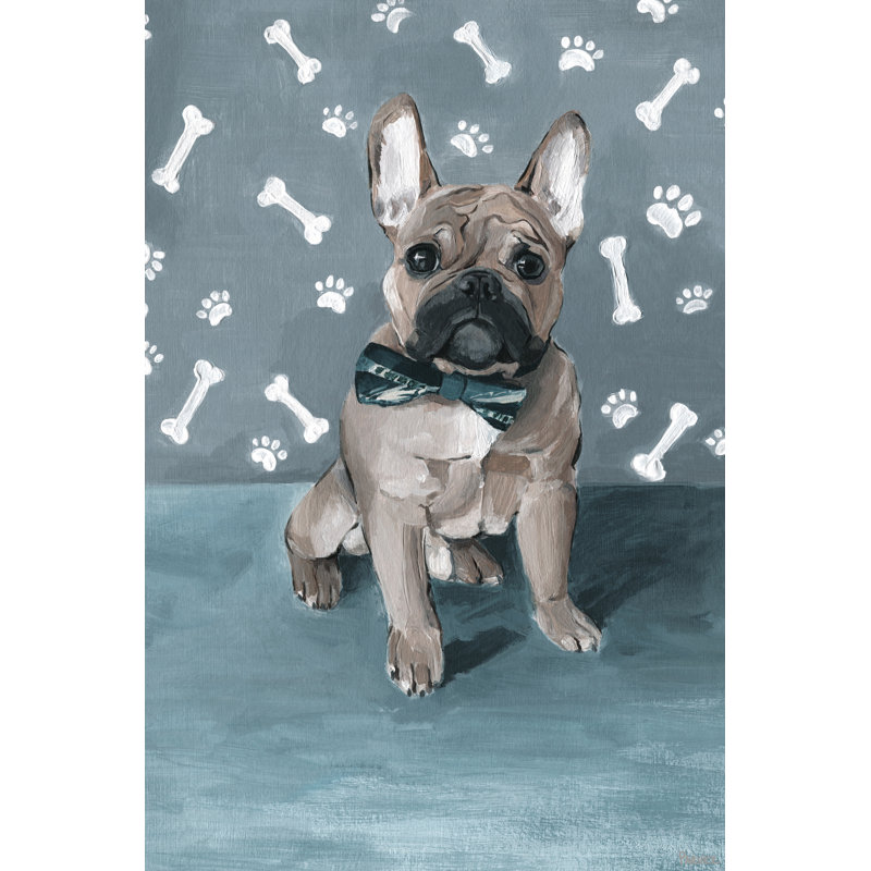 Bulldog And Bones by Parvez Taj - Wrapped Canvas Painting, 66 cm H x 45 cm W x 2 cm D