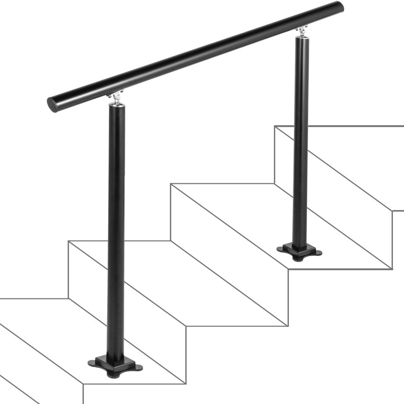 Black Adjustable Aluminum Handrail for 1-4 Steps