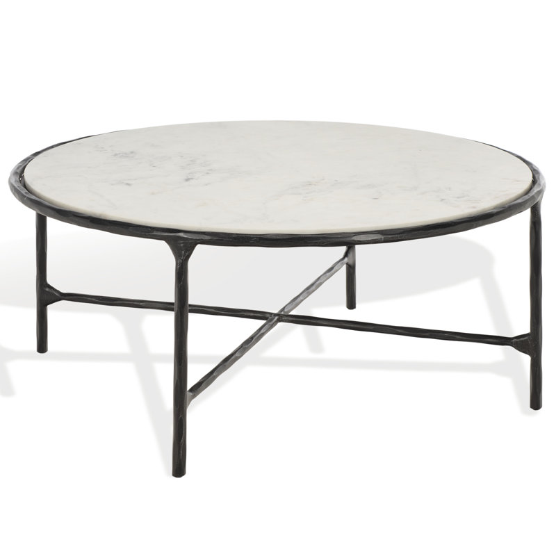 Table basse Evelynn, Marbre blanc, Noir, noir, noir, noir, Marbre