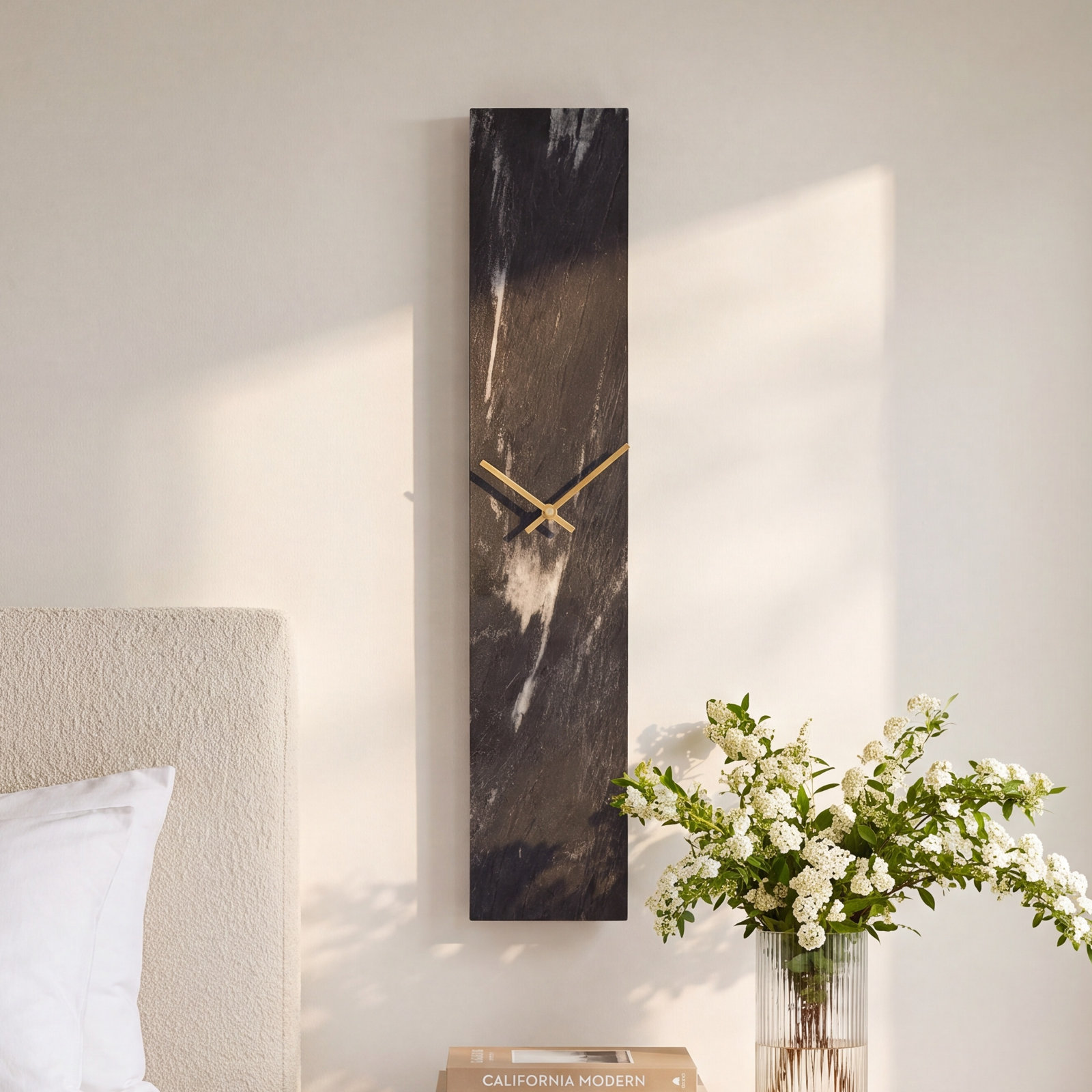 Mies Black Marble Monolith Wall Clock