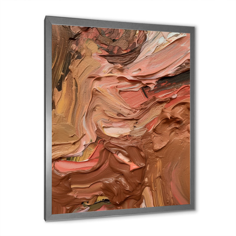 «Chocolate Bliss», peinture abstraite I - reproduction sur toile, H 20 po x l 12 po x P 1 po, Cadre simple argenté