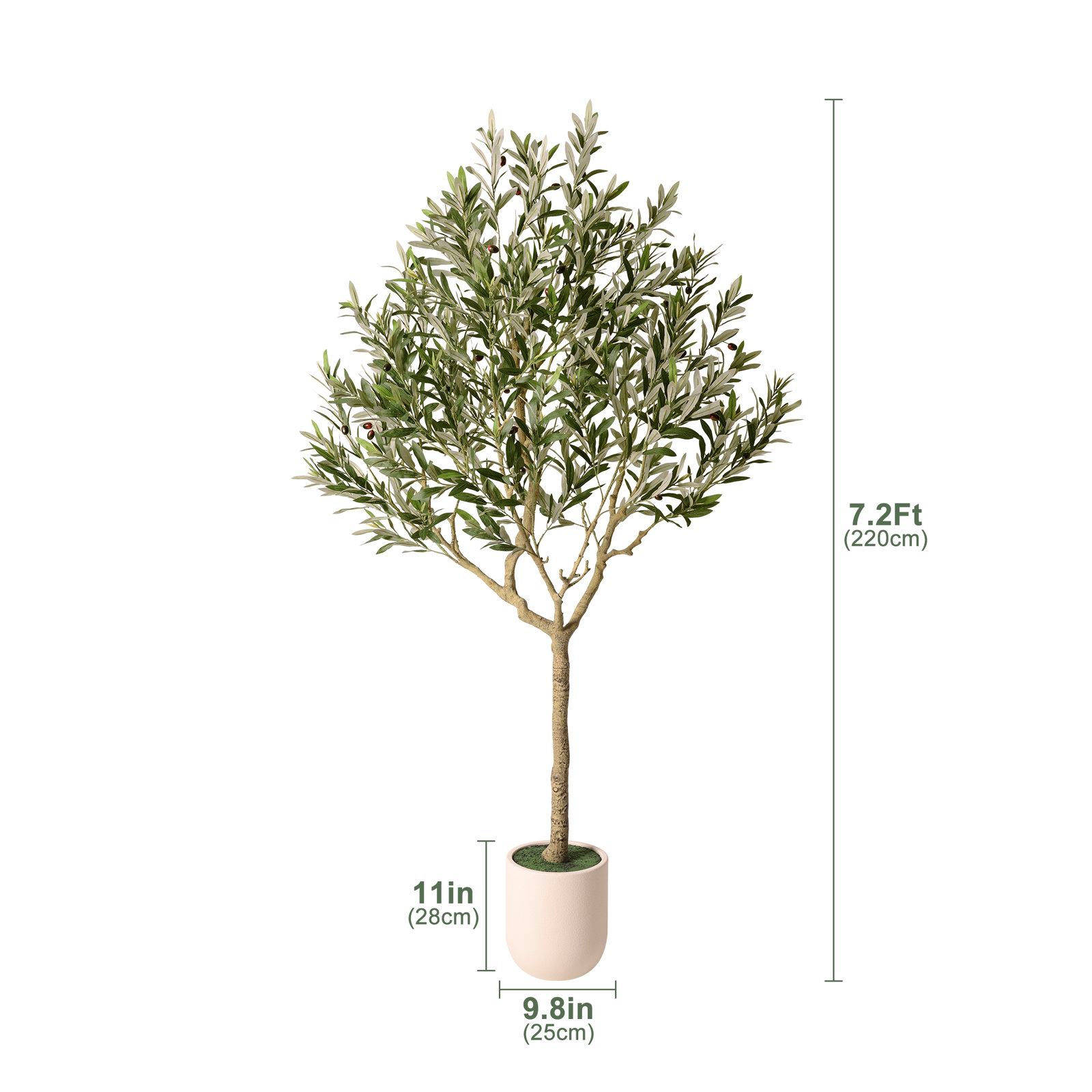 Ashwell Faux Olive Tree, 86" H x 47" W x 47" D