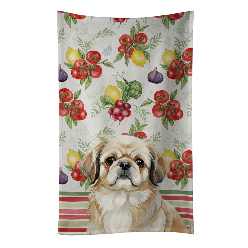 Fawn Pekingese Vegetables Kitchen Towel, Fawn Pekingese