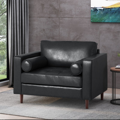 Fauteuil club, fauteuil d'appoint, chaise de lecture avec pieds en bois Bruch