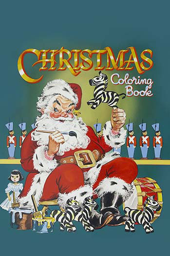 « chrismas coloring book », affiche rétro, H 42 po x l 28 po x P 1,5 po