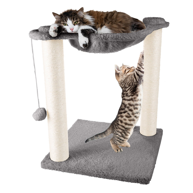 PETMAKER Cat Hammock with Scratching Posts, White/Gray