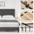 King Linen Bed – 12-Panel Headboard, Light Gray
