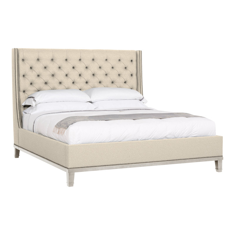 Michael Weiss California King Tufted Upholstered Panel Bed, Casa Blanca, Kimoni Natural, Yes