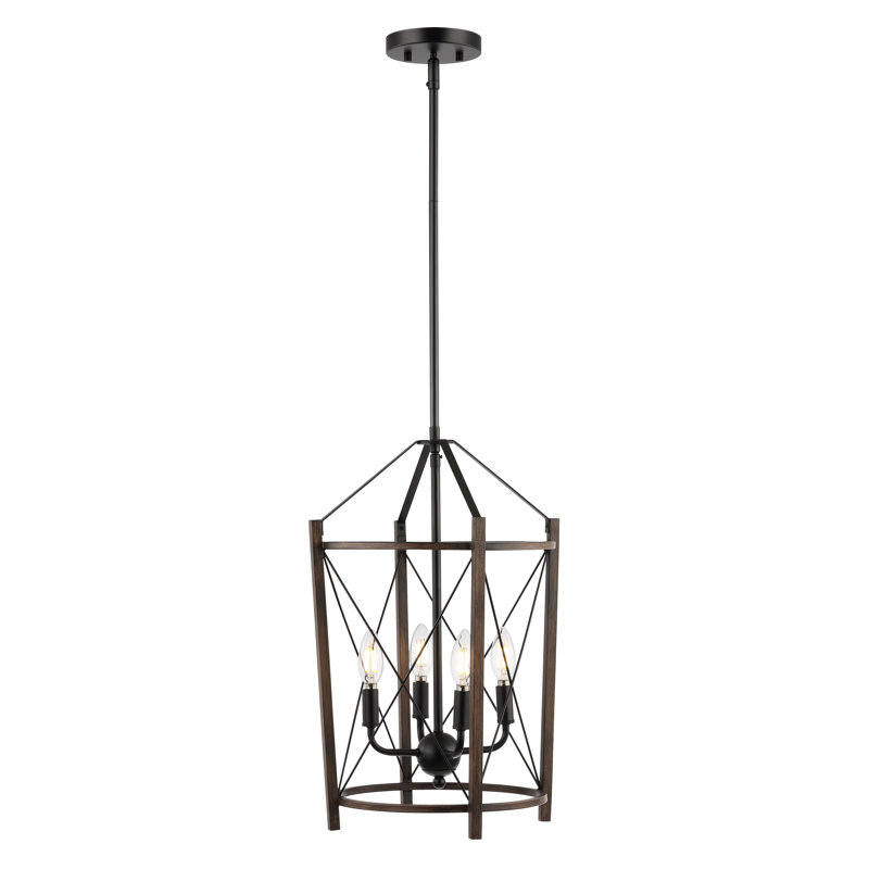 Luminaire suspendu lanterne noir / brun à 4 lumières Yat
