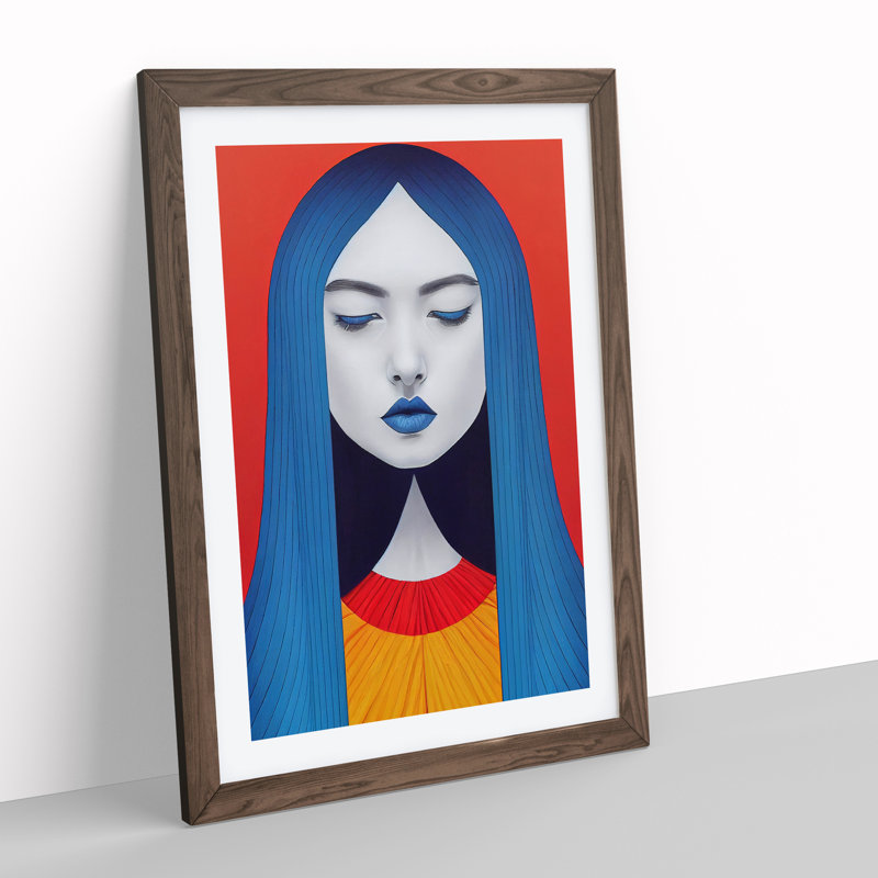 Abstract Face of a Woman No.1 - Framed Print, 46cm H x 34cm W x 2cm D, Walnut