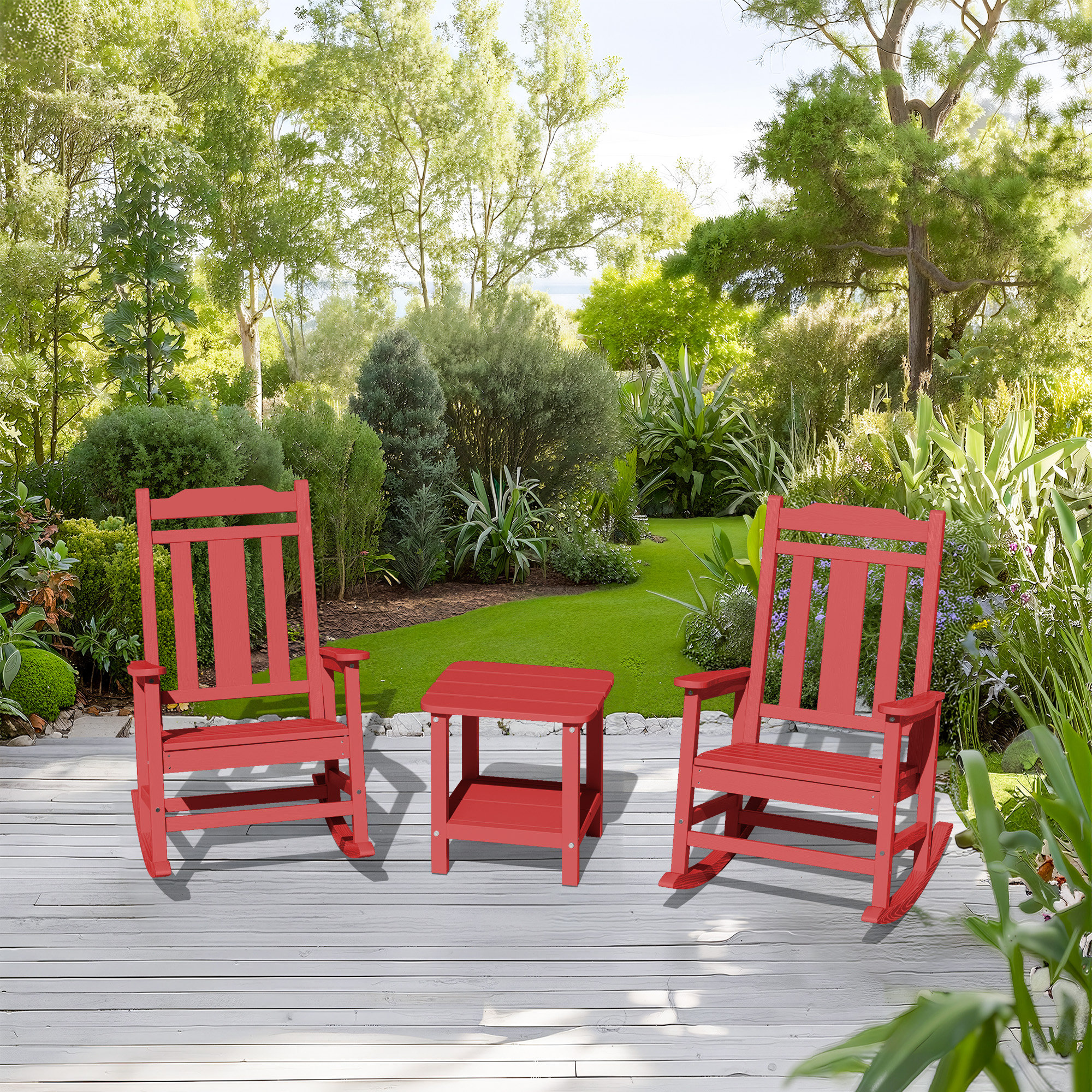 Lark Manor™ Wolak HDPE Oversized Modern Rocking Adirondack Chair(Set Of 2) & Reviews | Wayfair