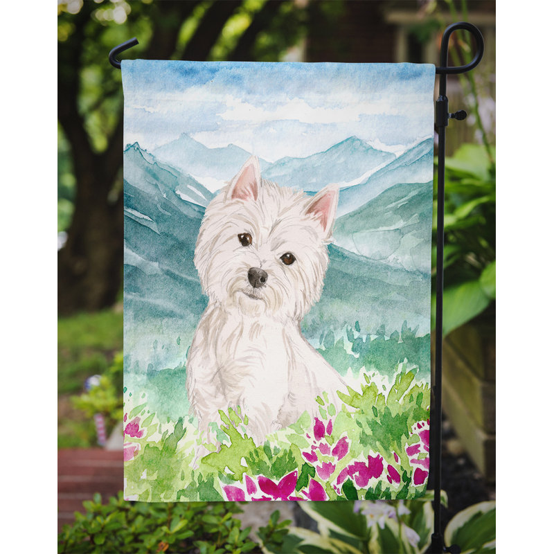 Yorkshire terrier yorkie à 2 côtés en polyester 15 x 11,5 po mountain fleurs drapeau de jardin, Westie (crème)