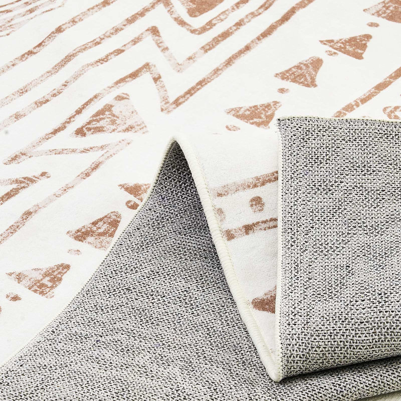 Washable Beige Area Rug 5X7 Ft Anti-Skid Tear-Resistant Modern Low Pile Floor Mat | Gift Idea, Rectangle 5' x 7'