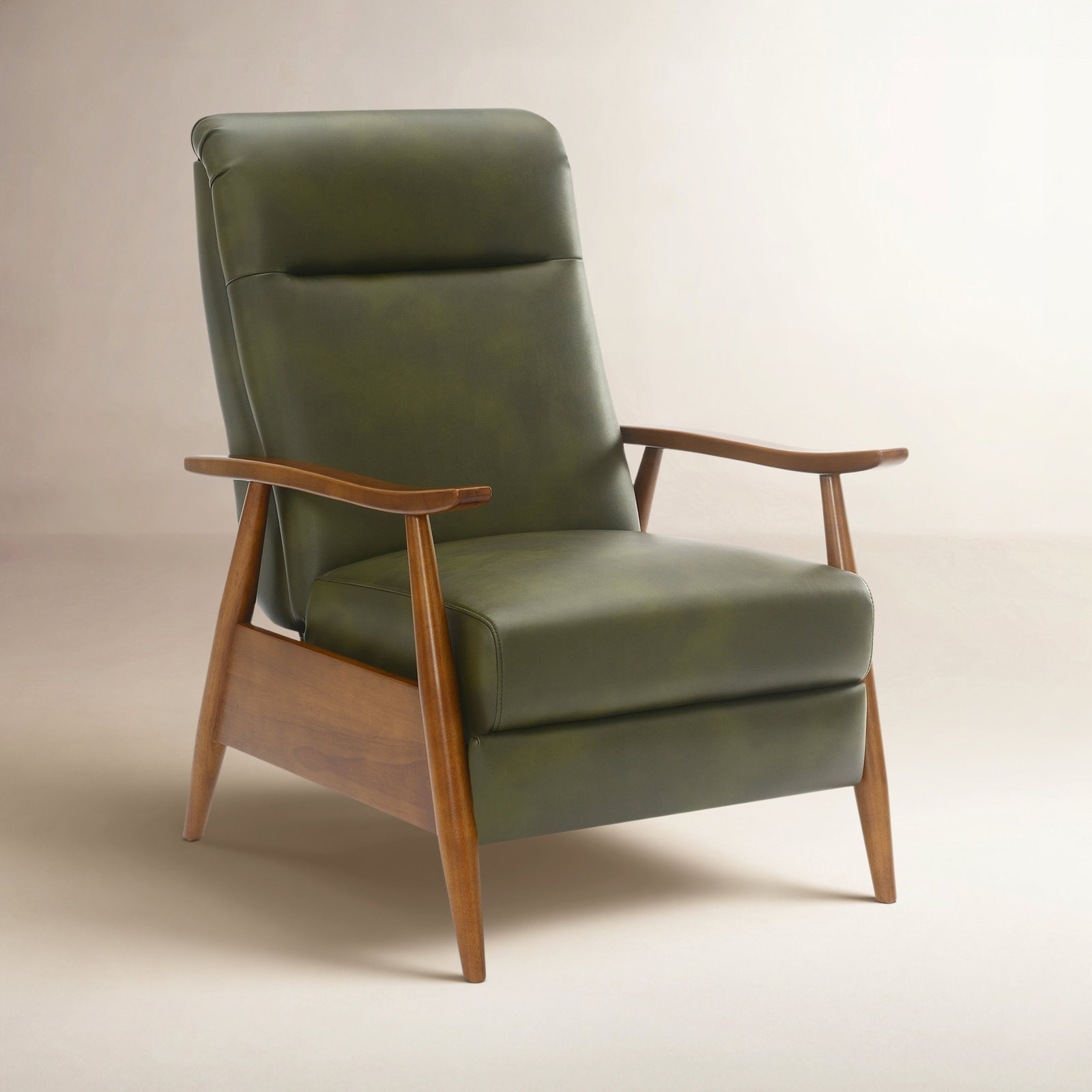 Imona 30" Genuine Leather Manual Recliner, Fern Green Pebbled Faux Leather