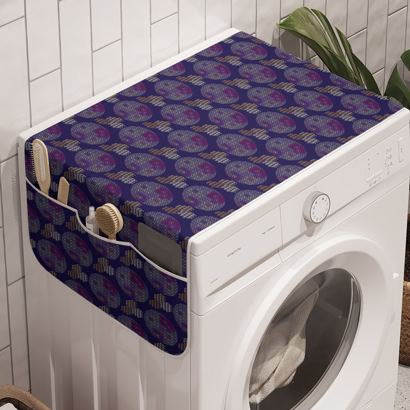 East Urban Home Psychedelic Washing Machine Organizer Pack of 2 47" x 18.5" Quartz Dark Sand Brown