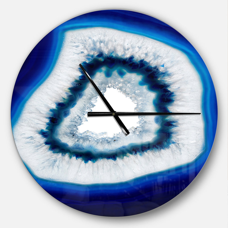 Tranche de cristal d'agate bleue - Horloge murale moderne, Moyen